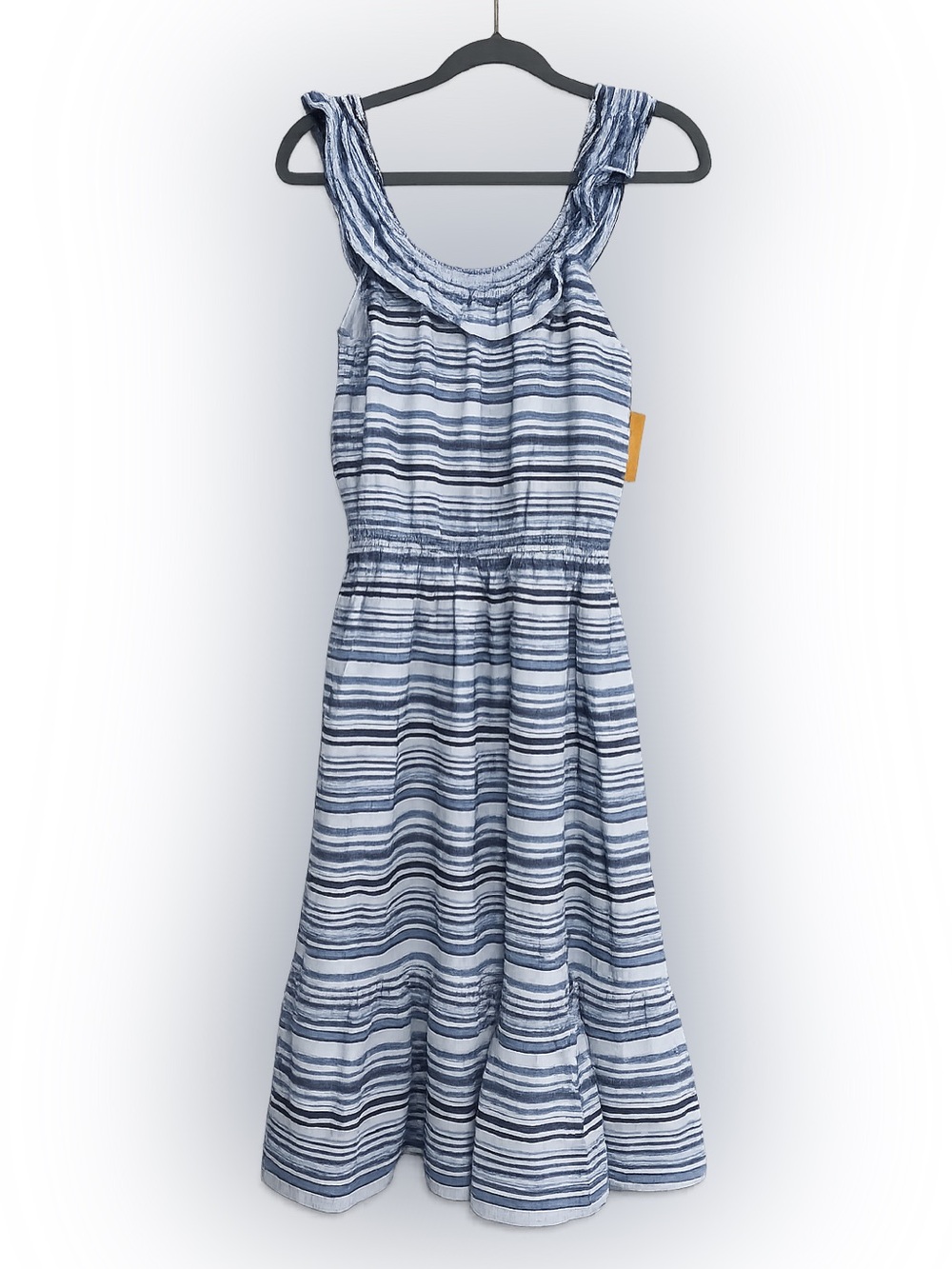 NWT Gymboree Sandy Shores Mommy & Me Blue Stripe Linen Blend Dress Women’s M